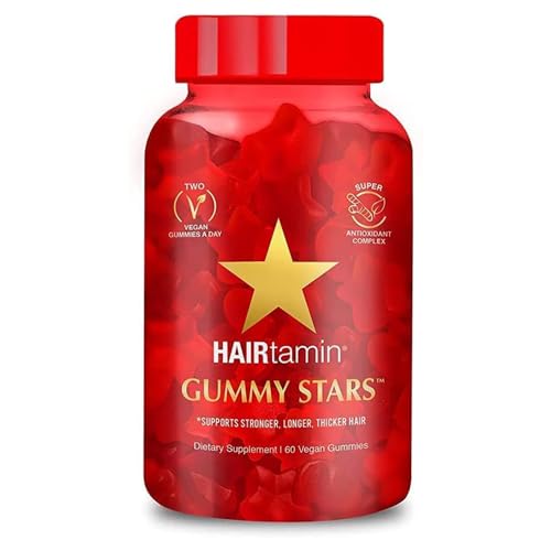 HAIRtamin Vegan Gummy Stars Hair Vitamins | Non-GMO | All Natural Biotin Hair Vitamin 