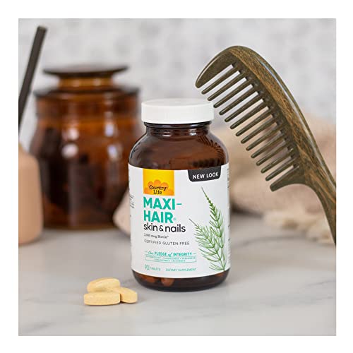 Country Life Maxi-Hair with 2000mcg of Biotin, Nourishes Hair, Skin and Nails 90 Tablets