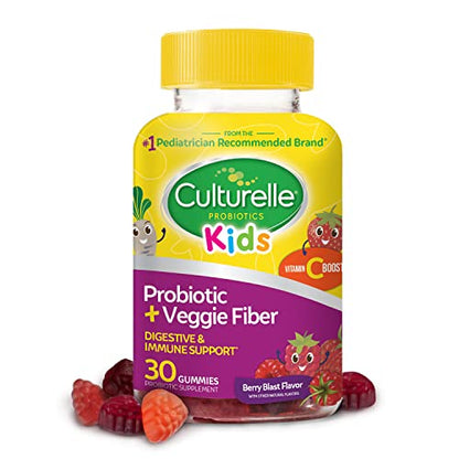 Culturelle Daily Probiotic for Kids + Veggie Fiber Gummies (Ages 3+) - 30 Count 