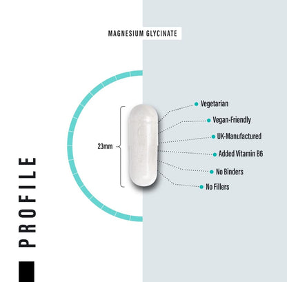 Magnesium Glycinate Supplements & Vitamin B6 - 120 High Strength Capsules