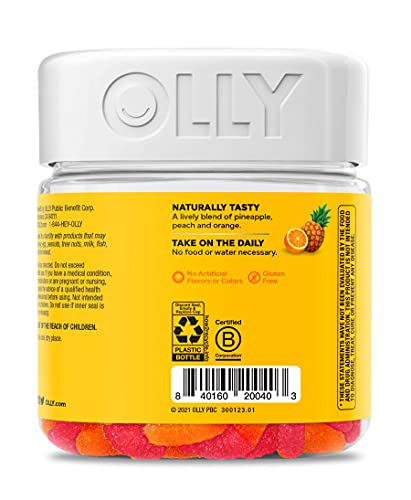 OLLY Hello Happy Gummy Worms, Mood Balance Support, Vitamin D, Saffron, Adult Chewa