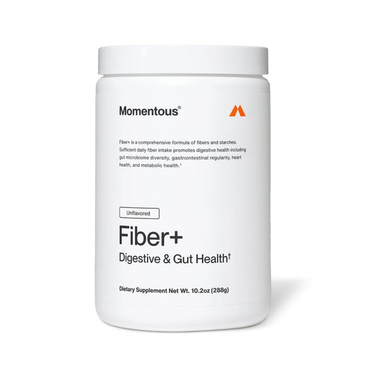 Momentous Fiber+ - Daily Multi-Source Fiber Psyllium Husk Powder - Soluble & Insoluble Prebiotic Blend to Support Nutrient Absorption - NSF Certified for Sport - 30 Servings - Unflavored
