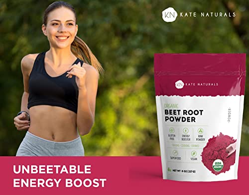 Kate Naturals Beet Root Powder for Baking & Smoothies (8oz) USDA Organic Beetroot Powder