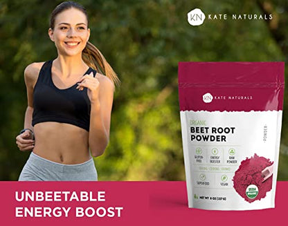 Kate Naturals Beet Root Powder for Baking & Smoothies (8oz) USDA Organic Beetroot Powder