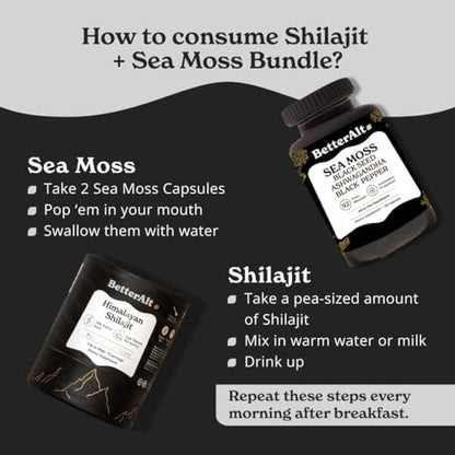 Better Alt Energy Duo with Pure Himalayan Shilajit Resin 30 gm & Sea Moss Capsules