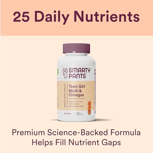 SmartyPants Teen Girl Multivitamin Gummies: Omega 3 Fish Oil (EPA/DHA), Vitamin D3