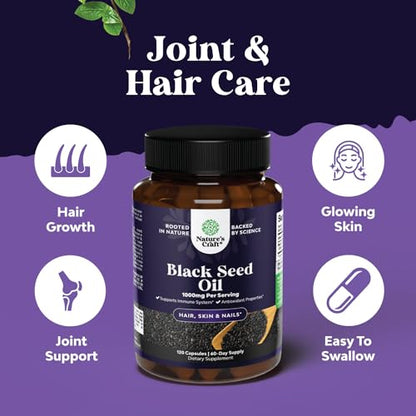 Cold Pressed Black Seed Oil Capsules - Vegan Nigella Sativa Black Cumin Seed Oil