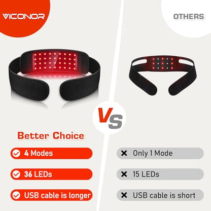 Red Light Therapy Belt for Neck, Near Infrared Light Therapy Belt Wearable Infrared Neck Wrap