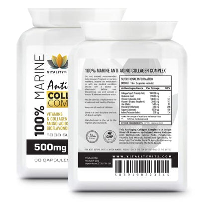 Marine Collagen Complex - High Strength 30 Capsules for Joint Support Hair