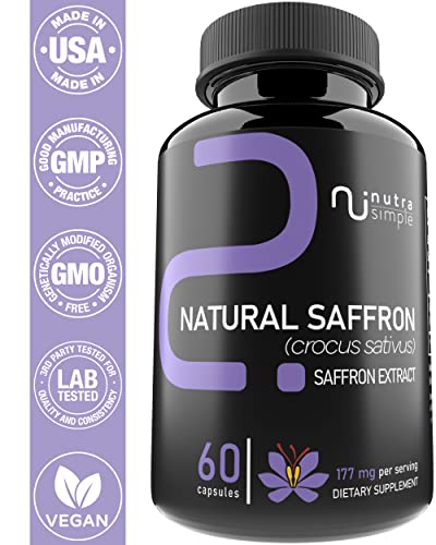 Nutra Simple Saffron Supplements 177mg, Pure Saffron Extract, Made in USA, Natural