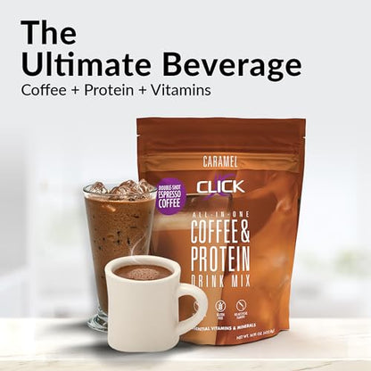 CLICK Coffee Protein Powder | Double Shot Espresso | 16g Protein | 23 Essential