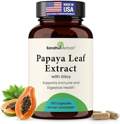SANDHUHERBALS Magnesium Complex 6-in-1 Bundle with Papaya Leaf Extract Capsules (120 Count Each) | for Men & Women