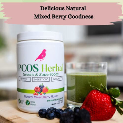 PCOS Herbal Green Superfood Probiotic Powder Mix: Hormonal Balance, Energy Boost