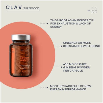 CLAV® Siberian Ginseng - 900mg Eleuthero Root Powder - Energy Supplement