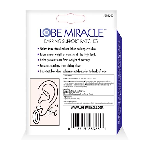 Lobe Miracle- Clear Earring Support Patches - Earring Backs For Droopy Ears - Ear Care