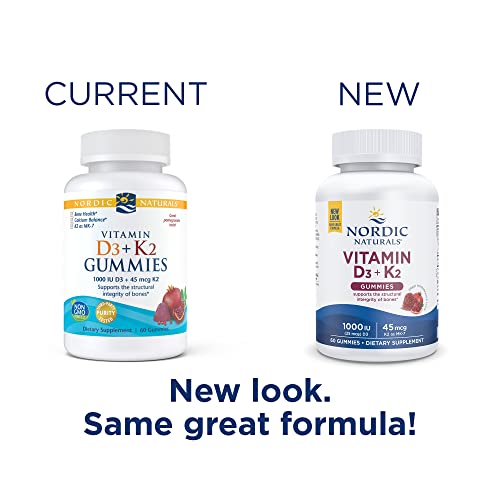 Nordic Naturals Vitamin D3 + K2 Gummies, Pomegranate - 60 Gummies - 1000 IU Vitamin D