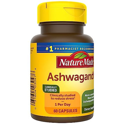Nature Made Ashwagandha Capsules 125mg for Stress Support, 60 Capsules, 60 Day Supply
