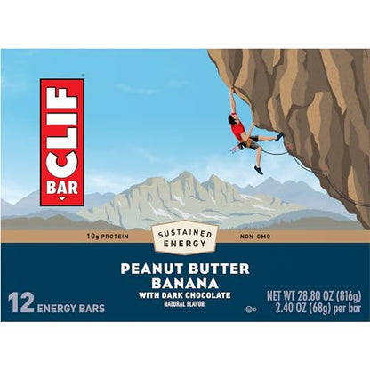 Clif Bar - Peanut Butter Banana with Dark Chocolate Flavor - Made with Organic Oats