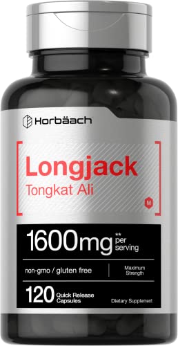 Horbäach Longjack Tongkat Ali 1600 mg | 120 Capsules | Longifolia Root Extract Powder 