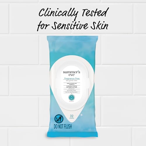 Summer's Eve Fragrance Free Gentle Daily Feminine Wipes, Removes Odor, pH balanced, 32 Count, 4 Pack