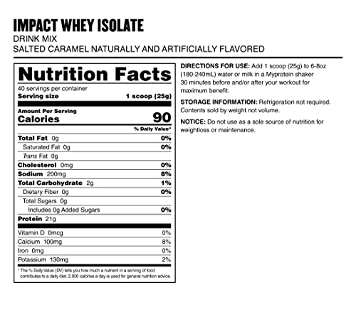 Myprotein Impact Whey Isolate Protein Powder (Caramel, 2.2 Pound (Pack of 1))