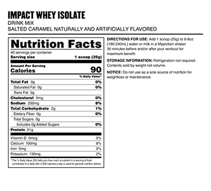 Myprotein Impact Whey Isolate Protein Powder (Caramel, 2.2 Pound (Pack of 1))