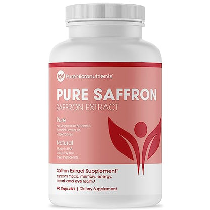 Saffron Supplements - 100% Pure Saffron Extract Capsules - Boost Energy & Mood