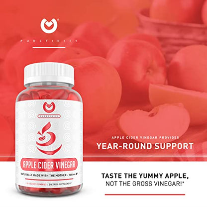 PUREFINITY Apple Cider Vinegar Gummies – Raw, Natural, Unfiltered ACV from The Mother
