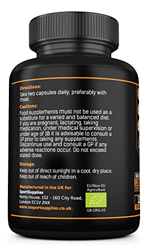 Organic Turmeric Capsules High Strength and Black Pepper with Active Curcumin