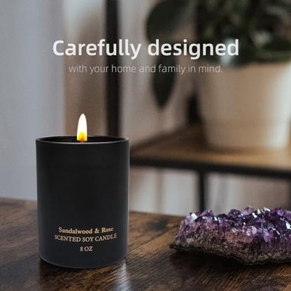 Sandalwood Rose Scented Candles, Christmas Birthday Candle Gifts for Women, Best Friends