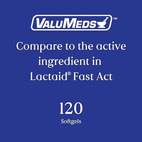 ValuMeds Fast Acting Dairy Relief Lactose Enzymes, 120 Softgels, Help Prevent Gas