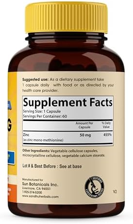 SANDHUHERBALS Moringa & Zinc 50mg Capsules for Women & Men | Supports Immune, Gut & Skin Health