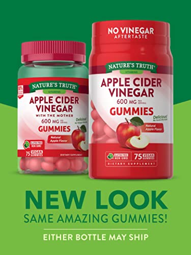 Nature's Truth Apple Cider Vinegar Gummies | 600 mg | 75 Gummies | Natural Apple Flavor