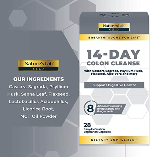 Nature's Lab Gold 14 Day Colon Cleanse* - Blend of Probiotics, Fiber, Flavonoids