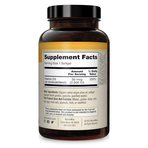 NatureWise Vitamin D3 2000iu (50 mcg) Healthy Muscle Function, and Immune Support