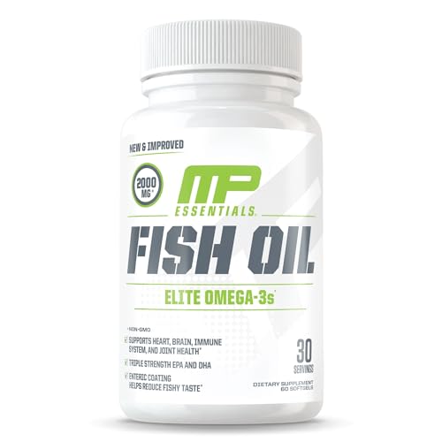 MusclePharm Essentials Fish Oil, Elite Omega 3 Supplement, Supports Joints, Muscular 