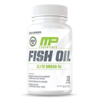 MusclePharm Essentials Fish Oil, Elite Omega 3 Supplement, Supports Joints, Muscular 