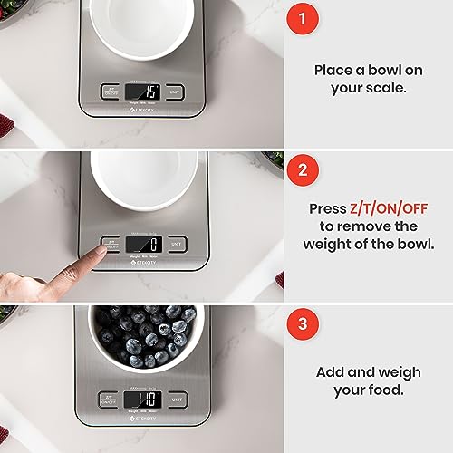 Etekcity Food Scale, Digital Kitchen Scale, 304 Stainless Steel, Weight in Grams