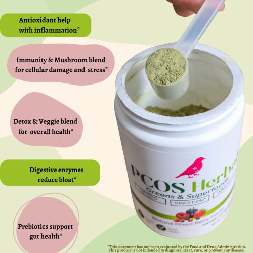 PCOS Herbal Green Superfood Probiotic Powder Mix: Hormonal Balance, Energy Boost