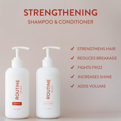 Routine Wellness Shampoo and Conditioner Set for Stronger Hair - Vegan, All Natural Biotin