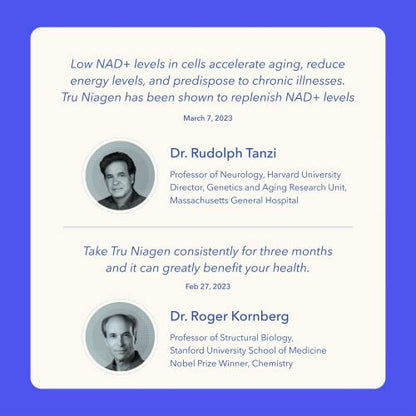 TRU NIAGEN - Patented Nicotinamide Riboside NAD+ Supplement. NR Supports