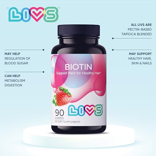 LIVS Biotin - Biotin Gummies, Gummy Vitamin for Hair, Skin, and Nail Growth, Biotin Supplement