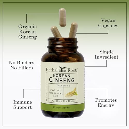 Herbal Roots Panax Ginseng | Organic Korean Ginseng Root Powder | 1000mg | High