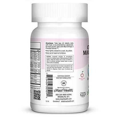 Maxi-Health Chewable Prenatal Vitamin - Over 25 Essential Vitamins and Minerals - Doctor Formulated