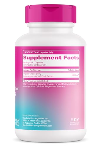 Pink Stork Vitex Supplement for Women - 1000 mg Organic Chaste Tree Berry to Support Hormone Balance