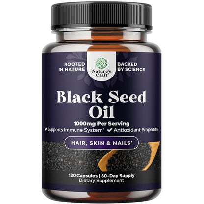 Cold Pressed Black Seed Oil Capsules - Vegan Nigella Sativa Black Cumin Seed Oil 