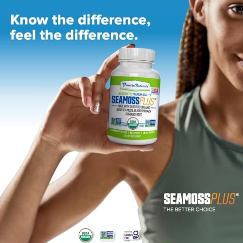 Power By Naturals Sea Moss Plus - USDA Certified Organic Irish Sea Moss Capsules