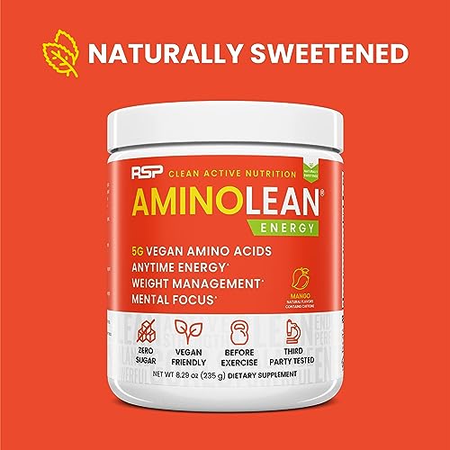 RSP Nutrition Mango Aminolean Amino Acid Supplement Powder, 8.29 OZ