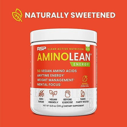 RSP Nutrition Mango Aminolean Amino Acid Supplement Powder, 8.29 OZ