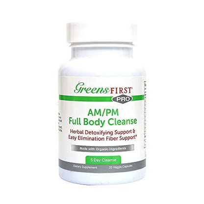 Greens First Full Body AM/PM Cleanse, 20 Veggie Capsules – Supplement for Natural Detox